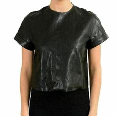 Just Cavalli Women's Faux Leather Black Cropped Top Us S It 40 Country/Region Of Manufacture: Italy Retail Value: $485.00 This Is Authentic Just Cavalli Women's Faux Leather Black Cropped Top Sku: Kj-11584 Model: S04nc0165n38470900 Material: 70% Rayon 14% Polyester 11% Cotton 5% Metallic Bust: 17" Length: 18" Fitted Faux Leather Edgy Tops, Fitted Faux Leather Chic Crop Top, Fitted Sleeveless Faux Leather Top, Black Leather Collared Top, Black Cropped Top, Just Cavalli, Black Crop, Cropped Top, Black Crop Tops