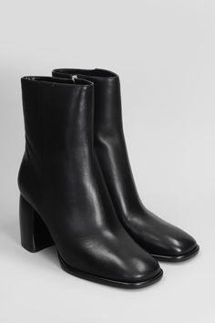 Leather Black Calf Leather Boots Medium Width, Black Calf Leather Ankle Boots, Black Calf Leather Ankle Heeled Boots, Black Calf Leather Heeled Boots With Reinforced Heel, Sleek Black Leather Boots, Black Calf Leather Heeled Boots With Branded Heel, Black Calf Leather Heeled Boots With Padded Heel, Chic Leather Boots With Padded Ankle, Black Calf Leather Boots With Branded Heel