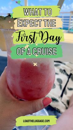 what to expect the first day of a cruise - embarkation day tips. Image is a frozen beverage on a pool deck Embarkation Day, Carnival Cruise Tips, Cruise Activities, European Cruises, Dream Cruise, Best Cruise, Family Cruise