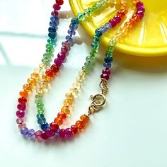 Knotted Rainbow Necklace Natural Gemstone Jewelry Rainbow - Etsy Adjustable Rainbow Crystal Necklace With Faceted Beads, Rainbow Gemstone Beaded Necklaces For Gift, Rainbow Gemstone Beaded Necklaces As A Gift, Rainbow Beaded Necklace With Gemstone Beads For Gift, Rainbow Beaded Necklaces With Gemstone Beads As Gift, Rainbow Faceted Beads Necklace For Gift, Rainbow Gemstone Beads Necklace As Gift, Rainbow Gemstone Beads Necklace For Gift, Colorful Gemstone Beads Necklace For Gift