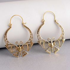 Gold Butterfly Hoop Earrings, Butterfly Earrings, Gold Hoop Earrings, Gold Earrings, Women Jewelry Gifts, gift for her METAL :- Brass ❥ Customers satisfaction is our biggest priority, please contact us with any questions/queries for future or existing orders, and we will do our best to make sure you are happy with your order. ♥ Please Make Sure to Include The Correct Address During Before Order. You Can return Item within 30 Days After Successful Delivery. We Offer 100% Money Back Guarantee If You Not Satisfied With Your Purchase. Return Charge Will Be Paid By Buyer Only. This is my shop link https://www.etsy.com/in-en/shop/AustereGifts?ref=seller-platform-mcnav Thank you🥰 for shopping with us! Hippie Chic Jewelry, Butterfly Earrings Gold, Earrings Butterfly, Gold Mandala, Wedding Jewelry Earrings, Gold Butterfly, Butterfly Earrings, Hippie Chic, Jewelry Earrings Hoops