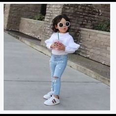 Pearl Pants Trendy Stretch Jeans, Cute Spring Denim Pants, Playful White Bottoms For Fall, Kids Denim Outfit, Elastic Waistband Jeans, Pearl Jeans, Lavender Shoes, Baby Jeans, Twin Outfits