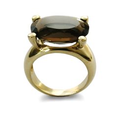 "Large Gold Ring with prongs holding a beautiful large Smokey Quartz gemstone. This sleek, bold design will turn heads and looks great with everything. You can order this ring in rose, yellow or white gold. Options are available when checking out. Please contact us for various gemstones you can have on this ring (see example last picture). All items are packaged in an eco-friendly gift box with a ribbon ready for gifting. Construction & Dimensions: 14K Gold, Smokey quartz. approximately widt Modern Yellow Gold Topaz Ring With Polished Finish, Elegant Polished Topaz Ring For Formal Occasions, Modern 14k Gold Topaz Ring, Elegant Formal Solitaire Topaz Ring, Elegant Yellow Gold Topaz Ring With Polished Finish, Elegant Solitaire Topaz Ring For Formal Occasions, Elegant Yellow Gold Rings With Large Stone, Elegant Yellow Gold Ring With Large Stone, Elegant Round Topaz Ring With Polished Finish