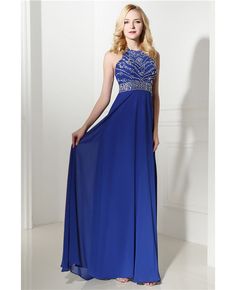 Shop Royal Blue Long Halter Evening Dress Chiffon With Beading Top online. Custom-made any plus size or color. Pro since 2009. Blue Floor-length Chiffon Dress For Prom, Blue Chiffon Evening Dress For Prom, Blue Chiffon Dress For Prom Season, Blue Floor-length Chiffon Dress For Banquet, Blue Chiffon Evening Dress For Banquet, Blue Chiffon Floor-length Dress For Banquet, Blue Rhinestone Homecoming Dress, Blue Chiffon Dress For Homecoming, Blue Chiffon Homecoming Dress