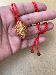 TWO MUKHI RUDRAKSHA BEAD NEW DESIGN PENDANT/NECKLACE                                                                Hare Krishna ✅With the Brand Name of HANDCRAFTS CREATIONS✅ 🌱 Two Faces or 2 Mukhi Sacred Natural Rudraksha designed in Pendant | Necklace finish with Macrame unique knots designs Wax Thread for Unbreakable Quality.🌱 ❣️Specially designed for YOGA & MEDITATION with Two Faces Rudraksha.❣️  Finished with ❤️ Beautiful tiny Rudraksha Beads❤️ ❣️You never see this beauty with the unbreakable quality of this pendant/Necklace                                                               📿Adjustable Size With Slide Lock📿 ✅This beautiful & Natural Two Faces Rudraksha Bead is finished on a bright & Shine Red Colour Wax | Silk thread to add longevity and comfort during meditation. ✅ Be Adjustable Hand-strung Amulet Mala, Adjustable Amulet Mala For Rituals, Adjustable Necklaces With Latkans For Gifts, Adjustable Necklace For Blessings And Festivals, Adjustable Necklaces For Blessings And Festivals, Adjustable Beaded Mala For Puja, Adjustable Mala For Festivals As A Gift, Adjustable Red Mala As A Gift, Adjustable Red Mala As Gift