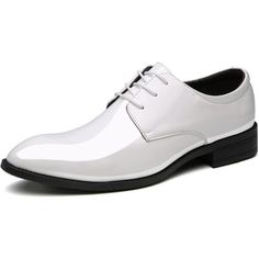 Patent Leather Rubber Sole Heel Measures Approximately 1 Inches" Modern Men's Slip-On Tuxedo Wedding Shoes The Shoes Upper With No "Fashion" Word Now,Heel Measures Approximately 1" Lightweight And Flexible Rubber Outsole Great For Casual And Formal Or Semi-Formal Occasions Shiny Uppers,Fashion And Elegant, Being Focus At The Wedding Or Cocktail Party White Lace-up Formal Dress Shoes, White Pointed Toe Oxfords For Business, White Formal Lace-up Dress Shoes, White Leather Formal Shoes With Pointed Toe, White Pointed Toe Lace-up Shoes For Formal Occasions, White Pointed Toe Leather Shoes For Formal Occasions, White Leather Pointed Toe Shoes For Formal Occasions, White Flat Heel Dress Shoes For Business, Fitted White Dress Shoes For Office