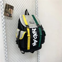 Material: Oxford Size: 11,8*18,89*7in / 30*48*18cm Water Backpack, Large Capacity Backpack, Trendy Backpacks, Backpack For Teens, Key Chain Holder, Pocket Letters, Korean Street, Computer Bags, Casual Tote