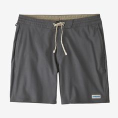 Toned-down to slack, these shorts are great to slip into your day after morning laps around the point. Featuring 59% organic cotton/28% recycled polyester/13% spandex ripstop with an 18 outseam, they're lightweight yet durable for keeping you comfortable whether you're hitting the beach or cleaning the boat. Made in a Fair Trade Certified™ factory. | Patagonia Men's Home Waters Hybrid Shorts - 18" Inseam in Forge Grey, Size 29 - Surf Shorts - Organic Cotton/Recycled Polyester/Spandex Patagonia Moisture-wicking Shorts For Outdoor Activities, Patagonia Outdoor Moisture-wicking Shorts, Patagonia Bottoms With Built-in Shorts For Outdoor Activities, Patagonia Moisture-wicking Summer Bottoms, Patagonia Nylon Shorts, Patagonia Shorts With Elastic Waistband For Outdoor Activities, Patagonia Nylon Shorts For Outdoor Activities, Functional Patagonia Moisture-wicking Bottoms, Patagonia Nylon Shorts For Outdoor