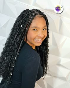 Goddess Braids On Kids, Boho Braids For Black Kids, Kids Boho Braids, African Braids Hairstyles For Kids, Goddess Braids For Kids, Kids Goddess Braids, Short Box Braids Hairstyles