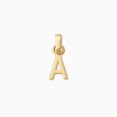 Letter Charm | Gold Solid A | Product Image | Uncommon James Uncommon James, Initial M, Gold Letter, Letter Charm, Letter Charms, Bracelet Charm, Huggie Earrings, Gold Letters, Jewelry Cleaner