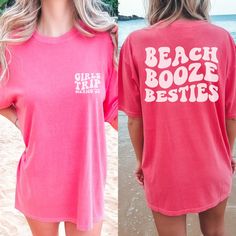 Looking for the perfect personalized shirts for your upcoming girls' trip? Look no further than our custom girls trip matching shirts! These oversized, retro-inspired vacation tees are the ultimate trip outfits for you and your besties. With funny friend group designs and the option to personalize each shirt, you're sure to turn heads and make memories. Whether you're exploring a new city or lounging on the beach, these weekend trip tees are the perfect choice for any adventure. Don't settle for boring shirts - order now and get ready to make some amazing memories in style! ♥ Fall in love with our classic unisex tee. Soft and lightweight, this is the perfect staple for your closet. Featuring a casual fit, ribbed collar and sleeves, our tees are made from soft combed cotton that's comfortab