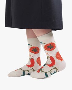 These mid-length floral socks are perfect for all seasons. Dress them up with a formal outfit or wear them casually with your favorite shoes. Made in Nara, Japan 80% Cotton / 18% Nylon / 2% Spandex Mid-length Knitted Socks US Size (approx.): Female 6 - 10 / Male 5 - 13 Product #: 5215 Code: WP35 Fitted Beige Socks For Spring, Casual Floral Print Socks For Spring, Mid-calf Socks, White Socks For Spring, Beige Cotton Socks For Summer, Cotton Mid-calf Socks For Spring, Mid-calf Cotton Socks For Spring, Spring Cotton Mid-calf Socks, Nara Japan