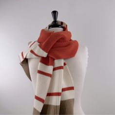 New With Tags Eleventy Wool Knit Scarf Heavier Weight Scarf With Stripes In Burnt Orange, Tan, Off White, Color 13 Inches Wide By 72 Inches No Apparent Flaws See Photos Scarf Tying, Wool Knit, Blanket Scarf, Off White Color, Grunge Fashion, Knit Scarf, Scarf Styles, Burnt Orange, White Color