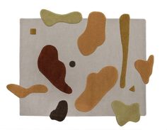 an abstract rug with various shapes and colors