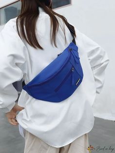 Color: Blue Waist Bag Women, Letter Patches, Nylon Bag, Chest Bag, Waist Bag, Blue Bags, Bags Women, Color Blue, Blue Color