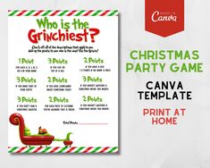 a christmas party game with the grin's sleigh on it and text that says who is the grinnies?