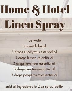 Essential Oils Young Living, Diy Room Spray, Hotel Linen, Essential Oils Herbs, Home Smell