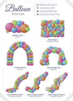 balloons are arranged in the shape of letters and numbers