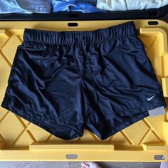 Nike Black Shorts Size Large Nike Black Stretch Bottoms, Black Stretch Nike Bottoms, Nike Black Athletic Shorts With Elastic Waistband, Nike Black Athletic Shorts With Built-in Shorts, Nike Black Bottoms With Built-in Shorts, Black Spandex Shorts, Nike Tempo Shorts, Nike Tempo, Nike Pro Leggings