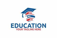 education logo design with the image of a graduate's cap on top of his head