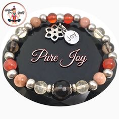 Positive Energy Healing Crystal Reiki Gemstone Joy Charm Bracelet Spiritual Charm Bracelet With Round Beads, Enjoy The Present, Reiki Room, Healing Gemstone Bracelets, Crystal Reiki, Energy Healing Reiki, Daisy Charm, Steel Flowers, Clasp Bracelet