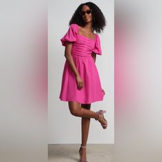 Pink Puff Sleeve Dress, Off The Shoulder. Size Medium. Wedding Guest, Party Dress. New With Tags, Never Worn. Pink Puff Sleeve Dress, Medium Wedding, Puff Sleeve Dress, Puffed Sleeves Dress, Wedding Guest, Pink Dress, Sleeve Dress, Puff Sleeve, New Dress