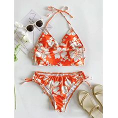 Olivia Mark - High-Waisted Bikini with Sexy Print and Separate Top and Bottom Summer Wishlist, Swimsuit Shein, Malibu Barbie, Cute Bathing Suits, Fame Dr, Swim Suits, Cute Swimsuits, Summer Inspiration, Orange Flower