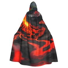 a hooded cloak with an abstract design on it