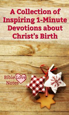 an ornament hanging from a string with the words, a collection of inspired 1 - minute devotions about christ's birth