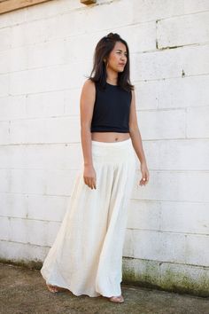 Elevate your wardrobe with our stylish Veda Wide Leg Pants. Available in a spectrum of colors, these full-length pants feature a wide leg and a snug waist with multiple elastic bands, ensuring a perfect fit without compromising comfort. Crafted from breathable 100% cotton fabric, they effortlessly transition from events to casual relaxation. Embrace versatility and chic comfort in every wear Versatile Summer Yoga Pants With Elastic Waistband, White Wide Leg Yoga Pants With Elastic Waistband, White Wide-leg Yoga Pants With Elastic Waistband, Spring Yoga Parachute Pants With Elastic Waistband, Chic Straight Yoga Pants, Chic Yoga Straight Pants, Summer High-waisted Yoga Pants With Elastic Waistband, Versatile Wide Leg Summer Yoga Pants, Versatile Wide Leg Yoga Pants For Summer