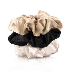 PRICES MAY VARY. Silk Scrunchies 3 pack contains three silk hair ties. One of each color: Ivory, Black, and Taupe 100% pure mulberry silk scrunchies keep all hair types healthier and more manageable by reducing the friction that leads to frizz, breakage and hair loss. Highly recommended by stylists for healthy hair Helps keep hair healthy by reducing tugging and pulling on hair. The smooth silk helps hair glide over the silk ponytail holder, minimizing breakage and reducing hair creases Silk hai Silk Ponytail, Keep Hair Healthy, Silk Hair Ties, Silk Hair Tie, Wishlist 2024, Silk Scrunchies, For Healthy Hair, Hair Healthy, Hair Help