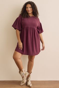 The Puff Sleeve Mini Dress slips on easily and drapes comfortably, featuring hidden pockets for added convenience and a chic, effortless style. White Dress Boots, Plus Size Fall Outfit, Puff Sleeve Mini Dress, Plus Size Fall, Skirts With Boots, Christmas Dress, Mini Dress With Sleeves, Dress Romper, Dress With Boots