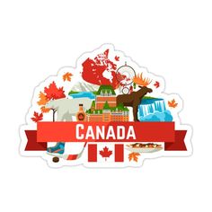 canada sticker with the canadian flag and symbols