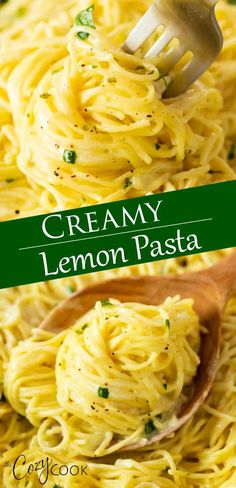 creamy lemon pasta with parmesan cheese and fresh herbs is the perfect side dish for any meal