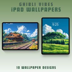 the ipad wallpapers are designed to look like anime scenery