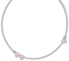 Pink Heart-shaped Jewelry With Sparkling Stones, Pink Heart Cut Gemstone Necklace, Pink Cubic Zirconia Heart Pendant Necklace, Pink Heart Cut Sparkling Stones Jewelry, Pink Cubic Zirconia Heart Necklace For Wedding, Pink Heart-shaped Diamond Necklace, Elegant Pink Cubic Zirconia Heart Necklace, Pink Diamond Heart Cut Necklace, Pink Cubic Zirconia Heart Charm Necklace