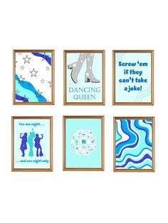 four framed pictures with different quotes on them