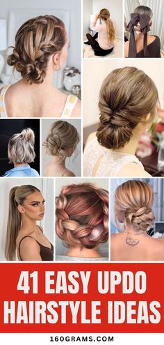 Save this pin for a collection of chic and simple updo hairstyles suitable for all hair lengths. Discover your next go-to style for an effortlessly elegant look. #UpdoHairstyles #HairInspo #FashionBlog Party Updo Hairstyles, Short Hair Images, Bubble Ponytail