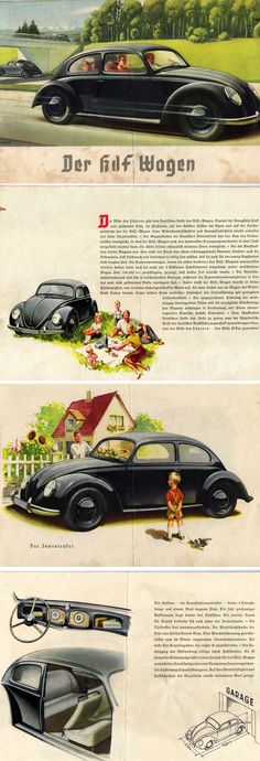 an old car advertisement from the 1950's with pictures of cars and people in it