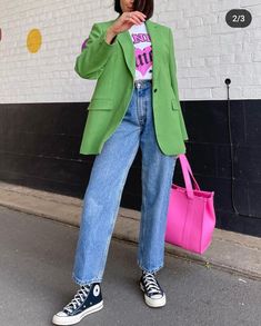 Outfit Inspirations Color Combos, Color Business Outfits, Maximalist Outfits Midsize, What Colors Go With Green Outfits, Work Outfit Colorful, Curvy Colorful Outfit, Eccentric Business Casual, Colorful Mom Outfits, Winter Outfit Colorful