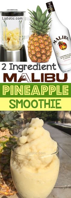 A super yummy spiked pineapple smoothie (almost like soft serve) made with just 2 ingredients! Spiked Pineapple, Malibu Pineapple, Pineapple Soft Serve, Snack Sani, Pineapple Smoothie, Alcohol Drink Recipes