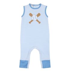 Get ready to hit a home run with the Grand Slam Sleeveless Playsuit! Made from super soft Pima cotton, this playsuit is perfect for all of baby's outdoor games. Playtime just got a whole lot more comfortable and stylish! Sleeveless Cotton Onesie For Playtime, Sleeveless Cotton Onesie For Playdate, Sleeveless Blue Bubble Romper For Playdate, Sporty White Sleeveless Jumpsuits And Rompers, Blue Sleeveless Casual Bubble Romper, White Sleeveless Sporty Jumpsuits And Rompers, White Sleeveless Sporty Jumpsuit, Sporty Cotton Onesie For Playtime, Casual Cotton Onesie For Sports Events