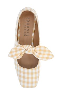 A dainty bow lends romance to this ballerina-inspired flat crafted with a signature Tru-Comfort foam footbed. Slip-on Tru Comfort foam footbed Square toe Textile upper/synthetic lining and sole Imported Spring Ballet Flats With Bow And Round Toe, Spring Bow Ballet Flats With Round Toe, Feminine Beige Ballet Flats For Summer, Spring Ballet Flats With Bow And Closed Toe, Summer Ballet Flats With Removable Insole, Spring Ballet Flats With Bow And Flat Heel, Summer Ballet Flats With Bow, White Synthetic Ballet Flats For Summer, Summer Flats With Bow