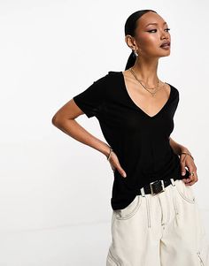 ASOS DESIGN relaxed v-neck t-shirt in black | ASOS Trendy Black V-neck Top For Summer, Modern Relaxed Fit V-neck Top, Black V-neck T-shirt For Summer, Trendy Black V-neck T-shirt, Black V-neck T-shirt With Relaxed Fit, Black Relaxed Fit V-neck T-shirt, Trendy V-neck T-shirt Relaxed Fit, Modern Black V-neck Top, Formal Dresses Graduation