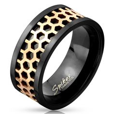 This stylish ring from Blue Palm Jewelry features a unique two-tone honeycomb center design in black IP stainless steel. The band measures 8mm in width and is suitable for both men and women. The inspirational theme adds a special touch to this unisex jewelry piece, making it a great gift for any occasion. The ring is brand new and comes from Hong Kong, where it was manufactured with high-quality materials. Get this beautiful and fashionable piece of jewelry today! Rings Of Saturn, Mens Gemstone Rings, Mens Stainless Steel Rings, Stylish Rings, Stainless Steel Ring, Men's Jewelry Rings, Unisex Jewelry, Body Piercing Jewelry, Jewelry Online Shopping