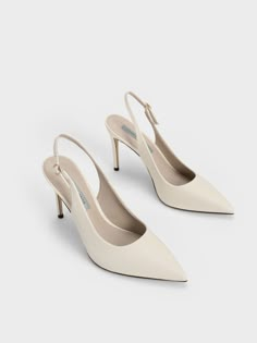 Cream Heels Aesthetic, Size 4 Heels, Charles And Keith Wedding Shoes, Classic Pumps Heels, Stiletto Shoes Heels, Classic White Heels, Heels That Go With Everything, White Pointed Toe Heels, Elegent Shoes