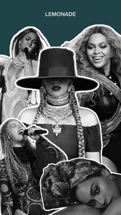 a collage of photos with the words lemonade and images of women in hats