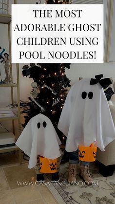 the most adorable ghost children using pool noodles are easy to make and fun for halloween