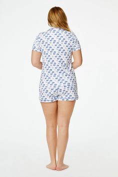 Add a fresh update to your polo sleepwear with our Moby the Whale print! This new version of the original Moby print is designed to bring an updated cult classic to your pajama drawer. Featuring shorts and a matching short-sleeve button-up top, this pima cotton pajama set is made for a breezy feel on those warmer nights. 4 Buttons Breast Pocket Elastic Waist Materials and Care 100% Premium Cotton Machine wash warm with like colors. Do not bleach Line Dry recommended. Warm iron if needed Imported Printed Cotton Pajama Shorts For Bedtime, Printed Cotton Pajama Shorts For Sleep, Cotton Printed Pajama Shorts For Bedtime, Casual Sleepwear With All Over Print, Casual Sleepwear With All Over Print For Pajama Party, Casual Printed Pajama Shorts For Sleep, Casual Printed Pajama Shorts, Relaxed Fit Sleepwear With All Over Print For Loungewear, Relaxed Fit Print Sleepwear For Loungewear