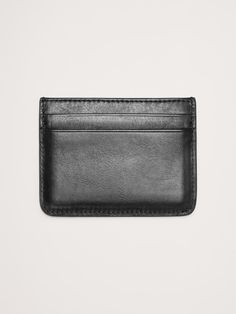 Keep your cards organized with this sturdy , pebbled leather card case.  Five card slots.  Height: 2. 75" Width (folded): 4" Leather Card Holder With Id Window For Formal Use, Black Rectangular Card Holder With Coin Pocket, Classic Wallet With Id Window For Everyday Use, Classic Bifold Card Holder With Id Window, Formal Leather Card Holder With Id Window, Classic Card Holder With Id Window For Daily Use, Classic Everyday Card Holder With Rfid Blocking, Classic Rfid Blocking Card Holder For Everyday, Classic Bifold Card Holder With Card Slots